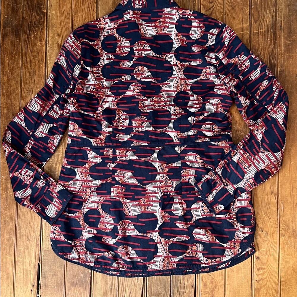 Women’s Brooks Brothers top blouse long sleeve tunic blouse Navy Burgundy - Picture 9 of 11